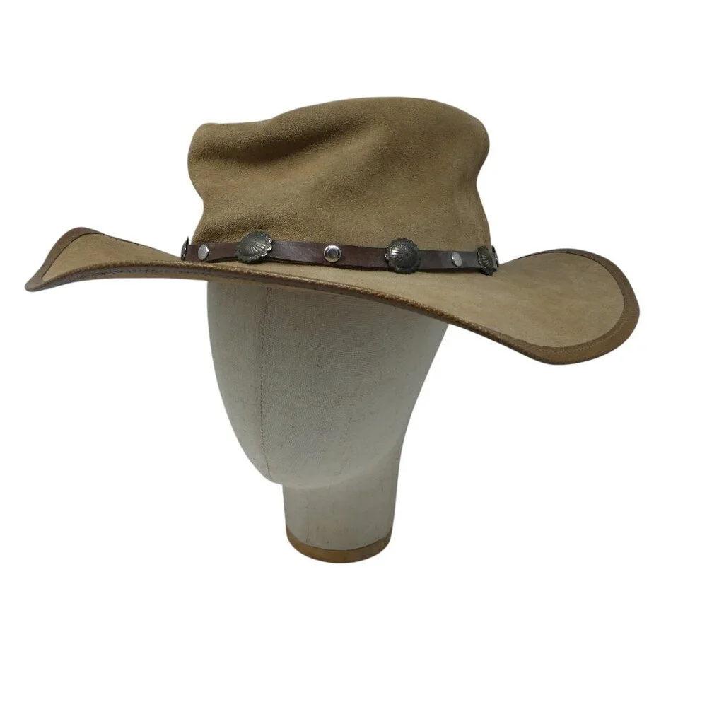 Winfield Cover Co Brown Leather Concho Trim Broken In Western Hat